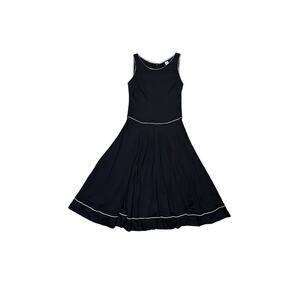 Peruvian Connection Black Sleeveless Dress Size Medium White Lace Accent